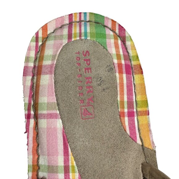 Sperry Top Sider Womens Sz‎ 8 Pink Plaid Suede Leather Sandals Flip Flops Summer - Picture 6 of 11